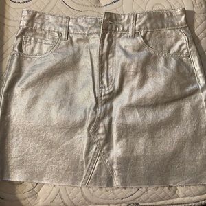 shiny silver skirt